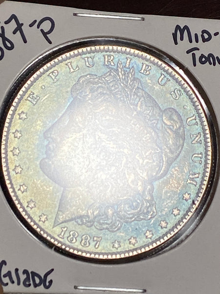 1887 P BLUE MID END Toned MS GRADE Morgan Silver DOLLAR **FREE SHIPPING**