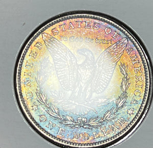 1887 P TRUE NEON RAINBOW PL OBVERSE GOLD Reverse Toner Morgan  **FREE SHIPPING** BUY it NOW