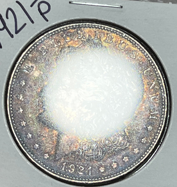 1921 P NEON ORANGE/PURPLE OBVERSE Patterned Toned REVERSE Morgan Dollar **FREE SHIPPING** Click here to BUY IT NOW!!!