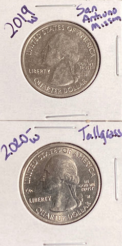 (2) "W" Quarter LOT (1) 2019 SAN ANTONIO MISSIONS & (1) 2020 TallGrass Prairie  **FREE SHIPPING** CLICK FULL DETAILS TO BID!!