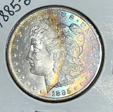 1885 O SUPER RAINBOW NEON CRESCENT OBV SUPER CLEAN & CRISP REV Morgan Silver Dollar  **Free Shipping** BUY IT Now!!!