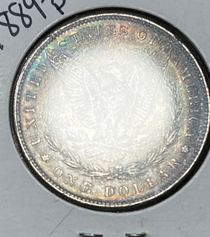1889 P RAINBOW Rim Toned OBV & Neon RainBow Reverse Crescent MORGAN Silver Dollar **FREE SHIPPING** BUY it NOW