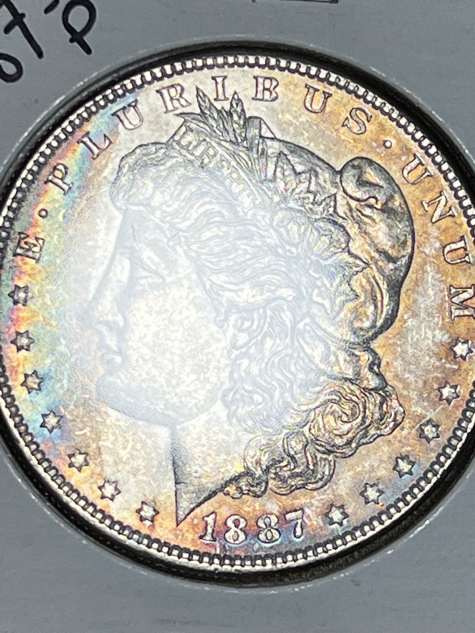 1887 P Orange/Rainbow OBV & Rainbow Toned Crescent Reverse Morgan   **FREE SHIPPING** CLICK FULL DETAILS TO BID!!