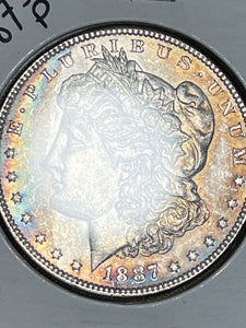 1887 P Orange/Rainbow OBV & Rainbow Toned Crescent Reverse Morgan   **FREE SHIPPING** CLICK FULL DETAILS TO BID!!