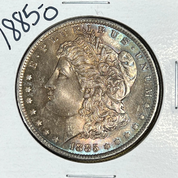 1885 O NEON BLUE RIM GOLD OBV & NEON RAINBOW/GREEN/BLUE REVERSE Morgan Silver Dollar  **Free Shipping** BUY IT Now!!!