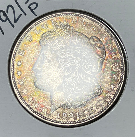 1921 P RAINBOW/YELLOW OBV LIGHT GOLD TONED REV Morgan Silver Dollar **FREE SHIPPING** Click here to BUY IT NOW!!