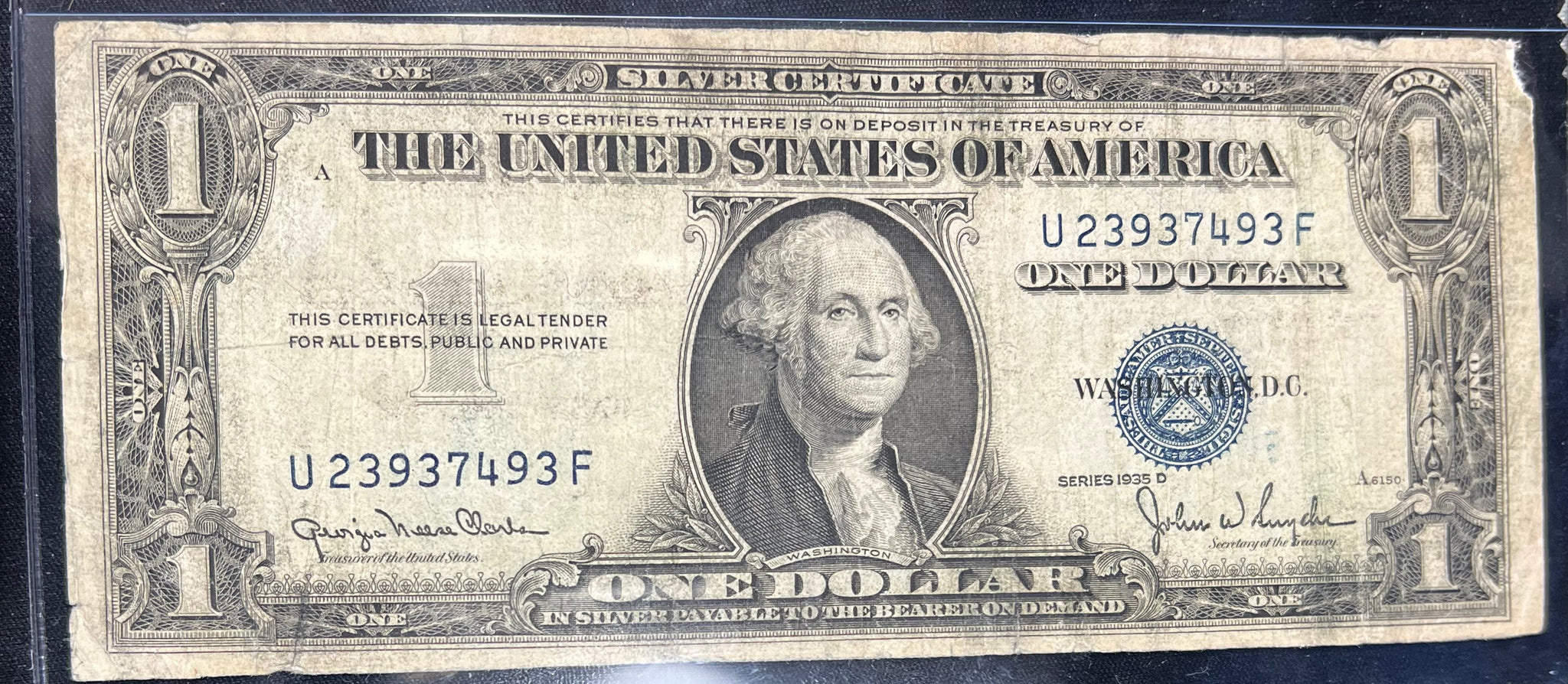 1935 D $1 'Silver Certificate' Federal Reserve Note  *U23937493F*