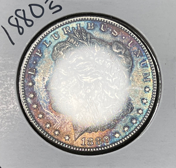 1880 S PL/BLUE & PINK OBV & FROSTY TONED REVERSE Morgan Silver DOLLAR **Free Shipping** CLICK HERE TO BUY IT NOW!!