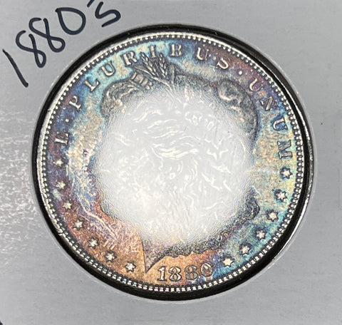 1880 S PL/BLUE & PINK OBV & FROSTY TONED REVERSE Morgan Silver DOLLAR **Free Shipping** CLICK HERE TO BUY IT NOW!!