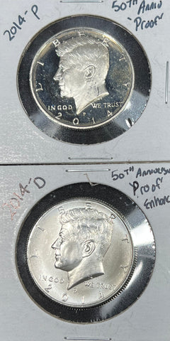 2014-D & P 50th Anniversary "Uncirculated" KENNEDY Very RARE!! 90% Silver!! **Free Shipping** CLICK FULL DETAILS TO BID!! BID STARTS @ $60