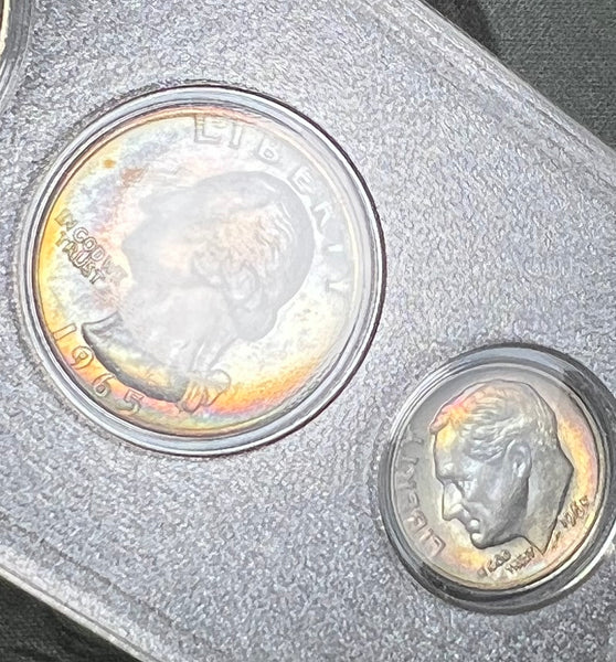 1965 P GEM/BU 5 COIN MINT SET in Whitman Holder **TONED QUARTERS AND DIME** **Free Shipping** CLICK FULL DETAILS TO BID!!