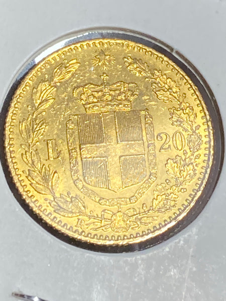1882 RARE GOLD 20 LIRAS from Italy EXTREMELY HIGH GRADE